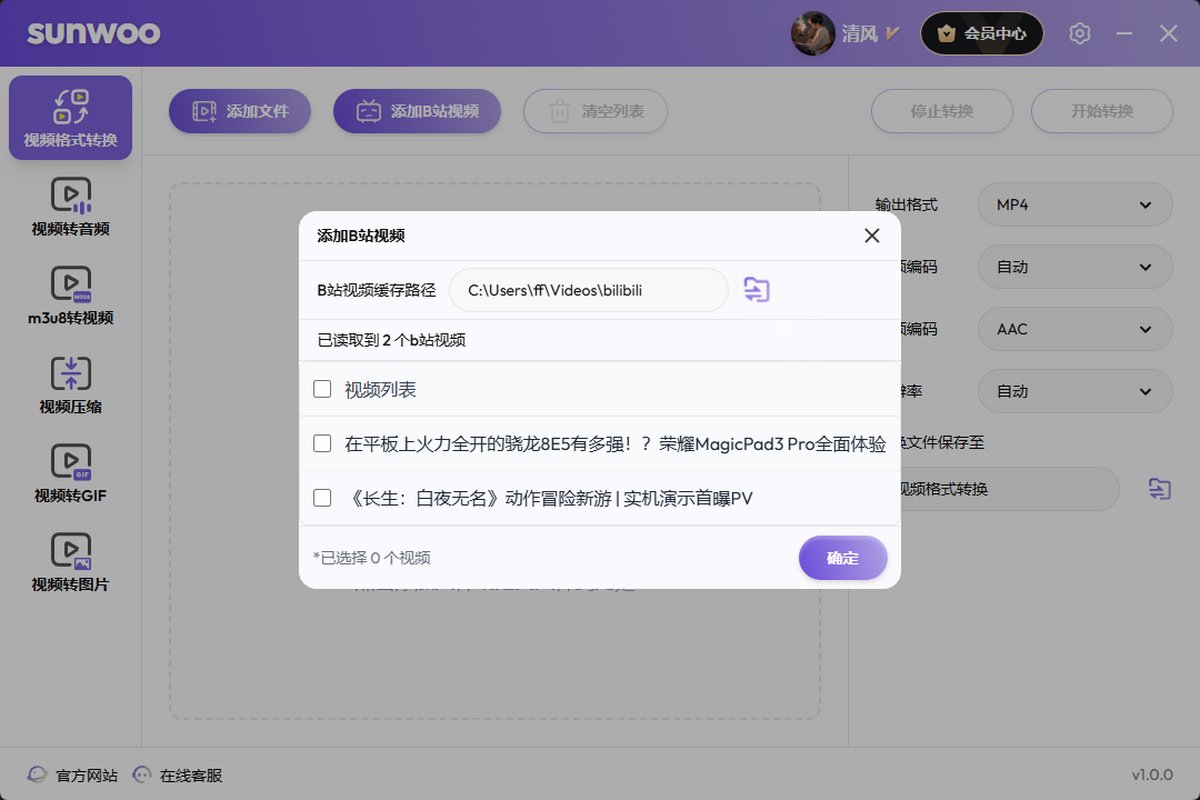 sunwoo视频格式转换器